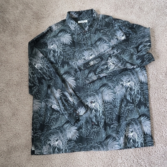 TOMMY BAHAMA Big And Tall Silk Luminescent Fronds Long Sleeve Shirt  size XXL - Picture 12 of 16